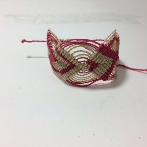 Unique Woven Slide closure bracelet Red Natural NWOT